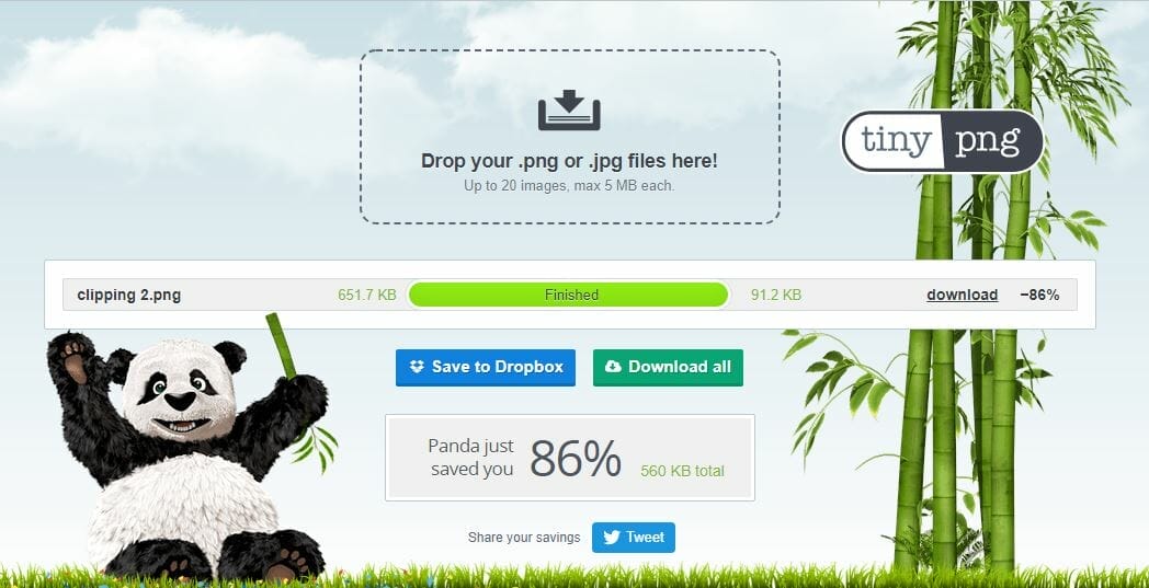 Compress pictures using TinyPNG