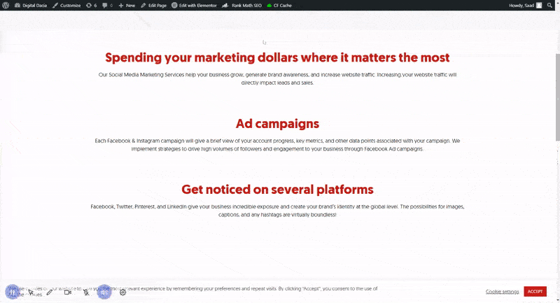 edit header and footer in elementor